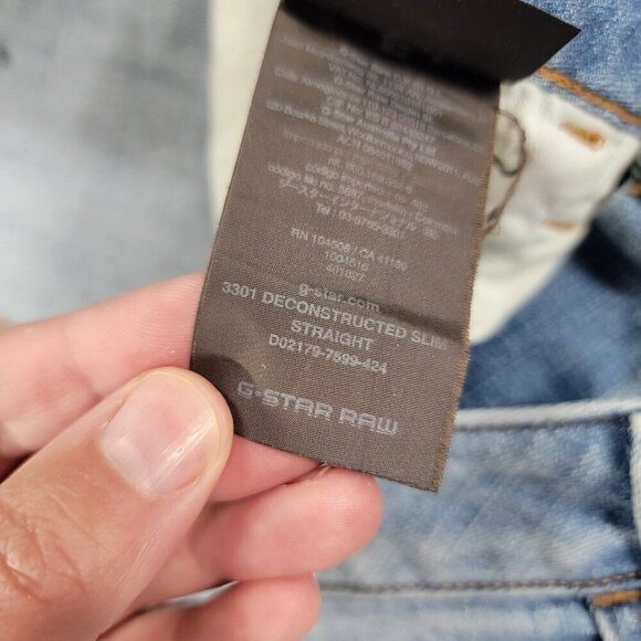 G-STAR RAW 3301 DECONSTRUCTED SLIM STRAIGHT JEANS Men's 32 x 32 Medium Wash - Picture 6 of 9
